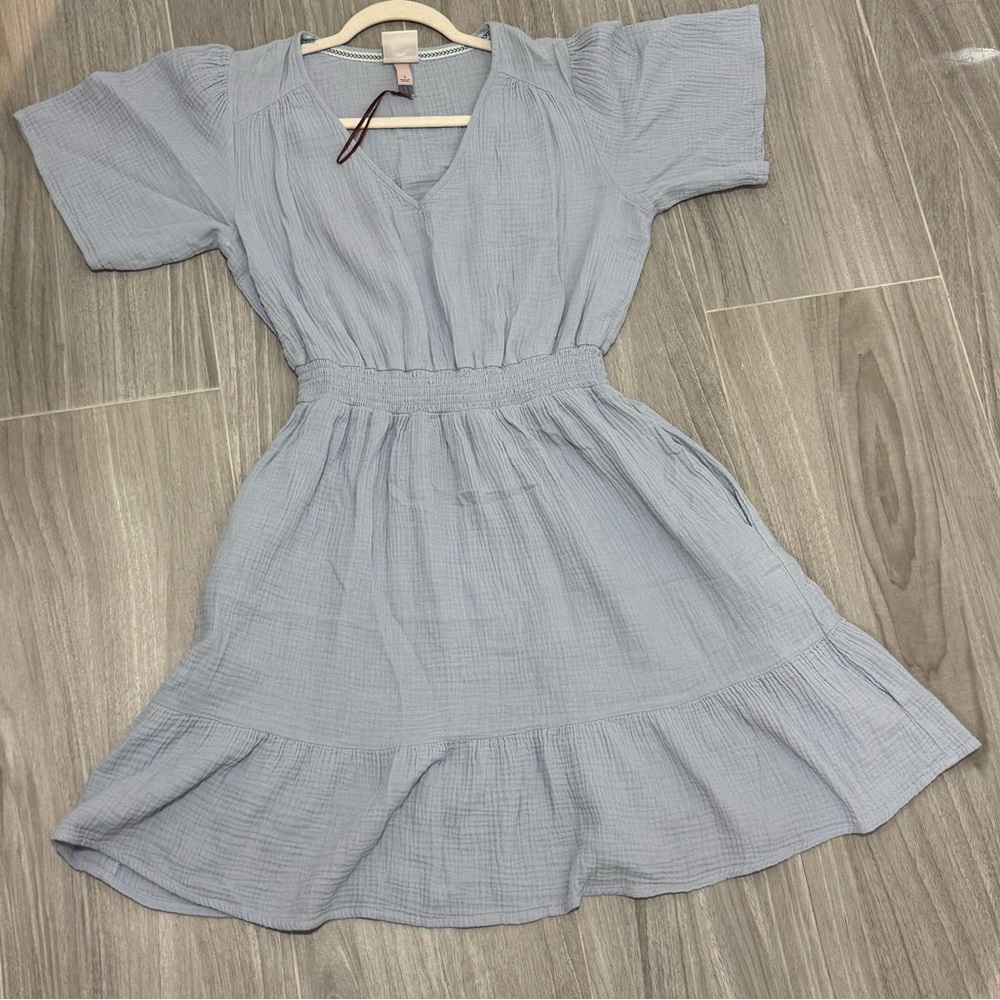 Knox Rose baby blue Sundress with Flutter Sleeves